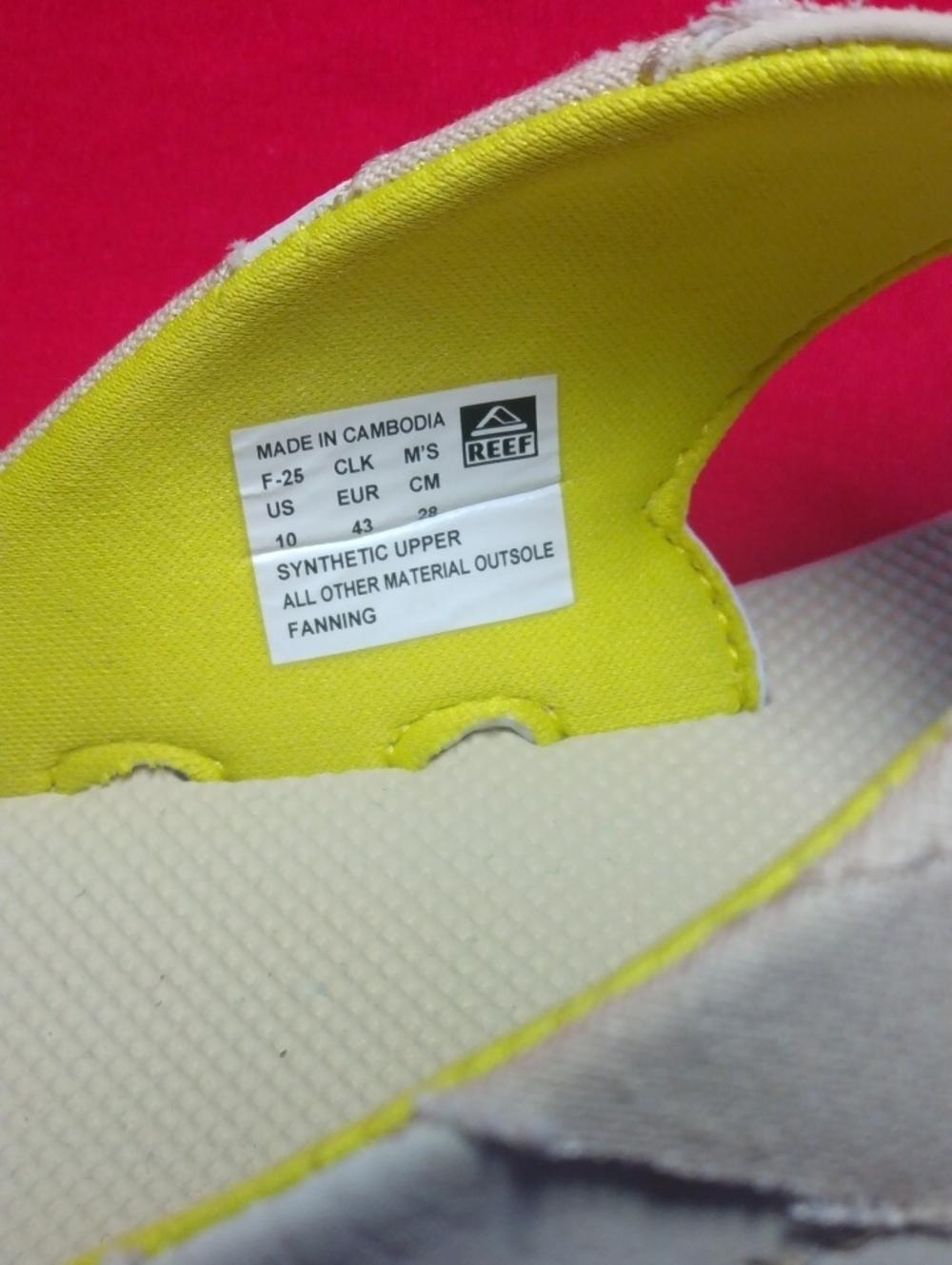 Reef Fanning Flip Flops in Beige with Bright Yellow Accents - Picture 2 of 5